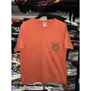 Y2K 2009 Harley Davidson Elkridge Maryland Orange Pocket Shirt Size Large